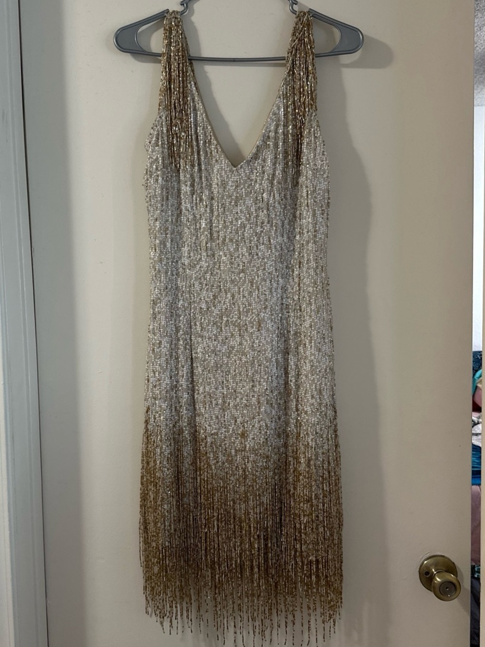 Alberto Makali Silk Beaded Fringe Dress